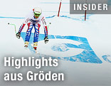 Skifahrer auf der Strecke in Gröden
