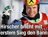 Marcel Hirscher jubelt im Zielraum