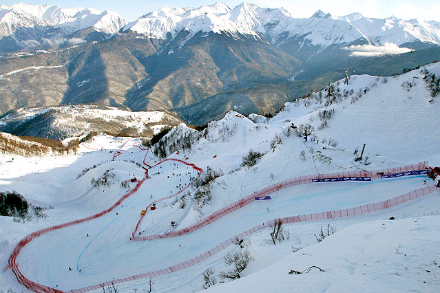 © AP/Alessandro Trovati Abfahrtsstrecke in Sotschi