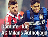 Zweikampf zwischen  Inter Milans Ricardo Gabriel Alvarez und AC Milans Antonio Nocerino 