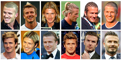 © APA/AP David Beckam mit verschiedenen Frisuren
