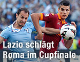 Stefan Radu (Lazio) im Zweikampf mit Erik Lamela (Roma)