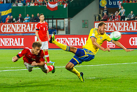 © ORF.at/Christian Öser Mark Janko erzielt ein Kopfballtor gegen Schweden