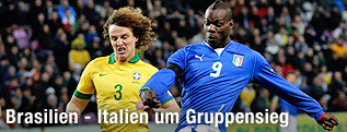 David Luiz (Brasilien) gegen Mario Balotelli (Italien)