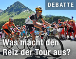 Teilnehmer und Zuschauer bei der Tour de France