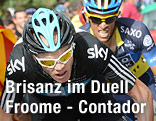 Radsportler Christopher Froome (Großbritannien) und Alberto Contador (Spanien)
