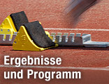 Ein Startblock auf einer Laufbahn