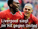 Jubel der Liverpool-Spieler Daniel Sturridge und Martin Skrtel