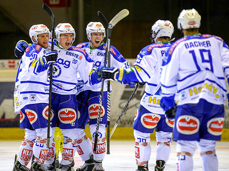 Jubel von Nico Brunner, Marius Goehringer, Daniel Nageler, Patrick Platzer und Stefan Bacher (VSV)