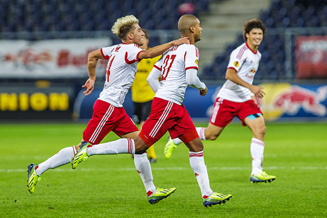 © ORF.at/Christian Öser Jubel von Kevin Kampl und Alan (beide Salzburg)