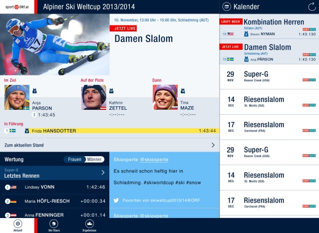 © ORF Screenshot der Weltcup-App