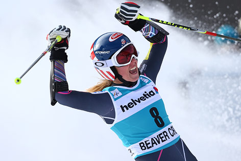 © APA/AP/Alessandro Trovati Mikaela Shiffrin jubelt