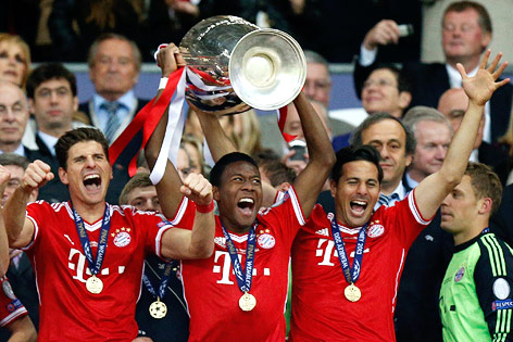 © GEPA/David Rodriguez Jubel von Mario Gomez, David Alaba und Claudio Pizarro (Bayern)
