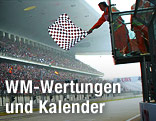 Rennstrecke und Zielflagge