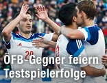 Jubel von Viktor Fayzulin, Alexander Samedov und Alexander Kokorin (alle RUS)