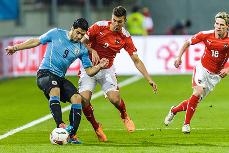© ORF.at/Dominique Hammer Luis Suarez (URU) gegen Aleksandar Dragovic (AUT)