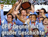 Jubel der Mannschaft von Uruguay nachdem sie 2011 den Copa America gewonnen haben