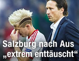 Salzburg-Spieler Kevin Kampl und sein Trainer Roger Schmidt sind sichtlich entt&auml;uscht