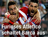 Jubel von Koke und David Villa (Atletico Madrid)