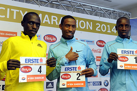© APA/Herbert Pfarrhofer Die Athleten John Kiprotich (KEN), Getu Feleke (KEN) und Henry Sugut (KEN)