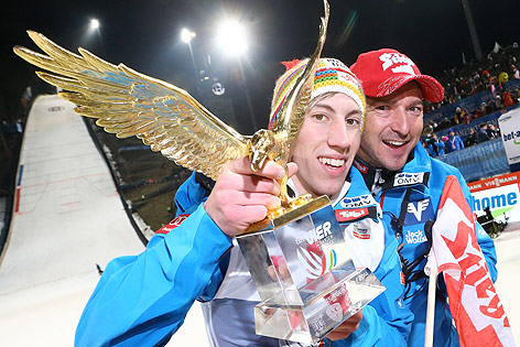 Jubel von Thomas Diethart und Cheftrainer Alexander Pointner
