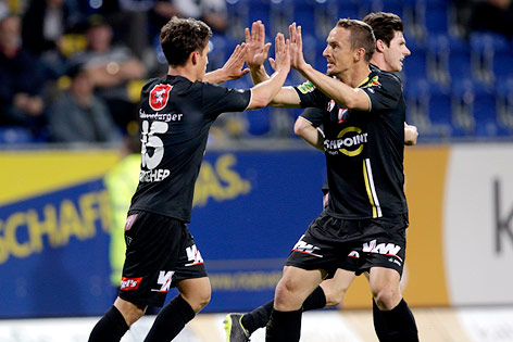 Jubel von Daniel Luxbacher und Hannes Aigner (Altach)