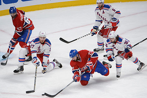 Ryan McDonagh (New York Rangers), Thomas Vanek (Montreal Canadiens) und Mats Zuccarello (New York Rangers)