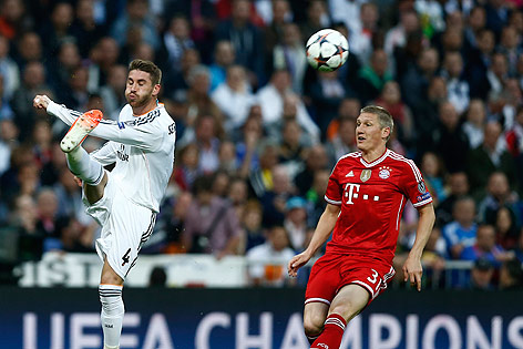 © AP/Andres Kudacki Sergio Ramos (Real) gegen Bayern's Bastian Schweinsteiger