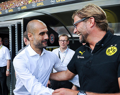 Bayern-Coach Pep Guardiola und Dortmund-Trainer Jürgen Klopp