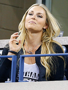 US-Skirennläufern Lindsey Vonn als Zuschauerin bei den US Open