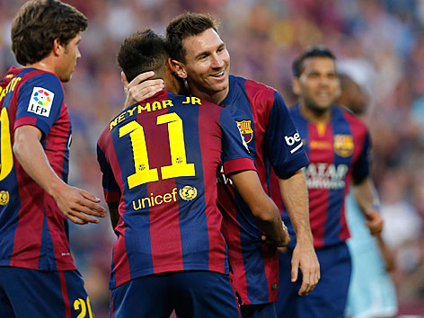 © AP/Emilio Morenatti Neymar und Lionel Messi (beide Barcelona)