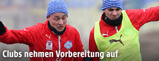 Mario Ebenhofer and Christoph Freitag (Wr.Neustadt) trainieren