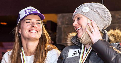 © APA/EXPA/Johann Groder Tina Maze (SLO) und Nicole Hosp (AUT)
