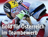 Jubel von Marcel Hirscher und Michaela Kirchgasser (beide AUT)
