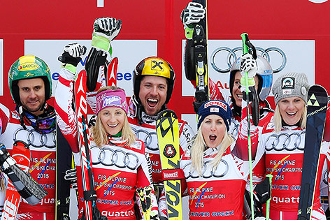 ÖSV-Team während der Flower Ceremony