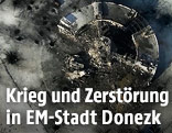 durch Bombeneinschläge zerstörter Flughafen in Donezk