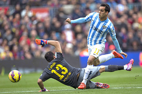© APA/EPA/Alejandro Garcia Tor von Juanmi Jimenez (Malaga) gegen Barcelona