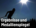 Silhoutte eines nordischen Kombinierers im Sprint