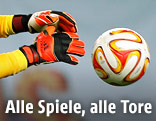 Tormann versucht den Ball zu fangen