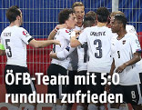 Jubelnde Österreich-Spieler