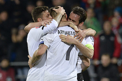 © APA/Robert Jäger Jubelnde Österreich-Spieler