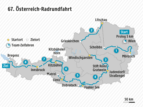 Etappenkarte der Österreich Rundfahrt