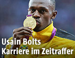 Usain Bolt mit Olympischer Goldmedaille