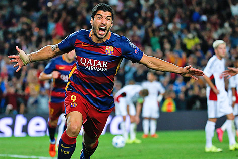 © Reuters/Sergio Perez Jubel von Luis Suarez (Barcelona)