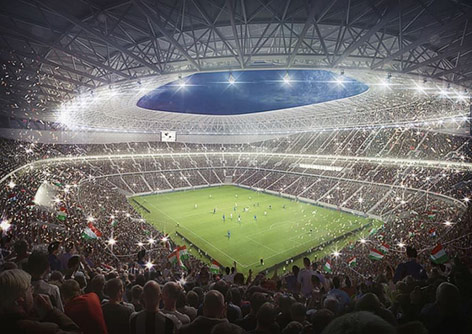 Rendering des geplanten neuen Ferenc-Stadions in Budapest