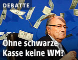 Sepp Blatter wird mit Geld beworfen