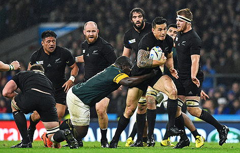 © Reuters/Toby Melville Spielszene Neuseeland gegen Südafrika bei der Rugby-WM