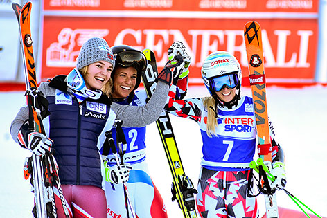 © APA/AP/Pier Marco Tacca Nina Löseth, Lara Gut und Eva-Maria Brem