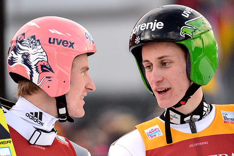 © APA/AFP/Philipp Guelland Skispringer Peter Prevc und Severin Freund