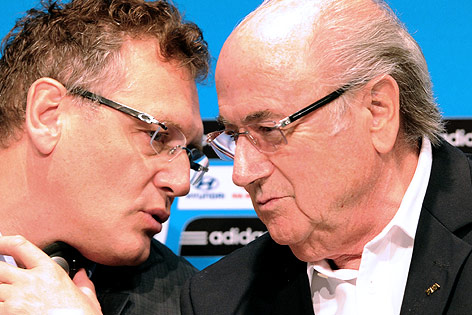 © APA/AFP/Tasso Marcelo Jerome Valcke und Josef Blatter